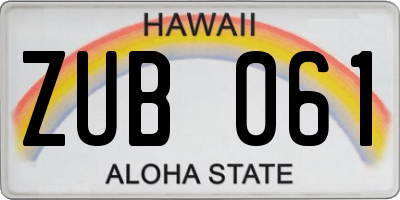 HI license plate ZUB061