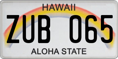 HI license plate ZUB065