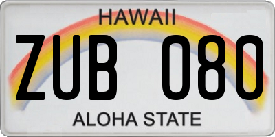 HI license plate ZUB080