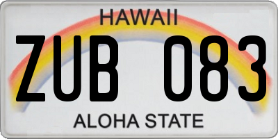 HI license plate ZUB083