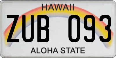 HI license plate ZUB093