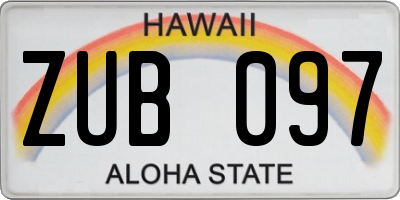 HI license plate ZUB097