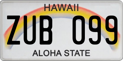 HI license plate ZUB099