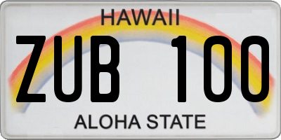 HI license plate ZUB100