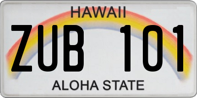 HI license plate ZUB101