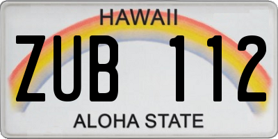 HI license plate ZUB112