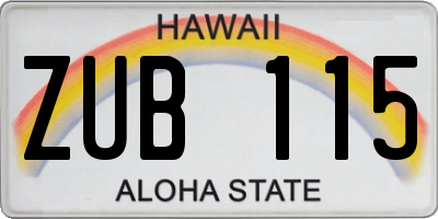 HI license plate ZUB115