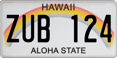 HI license plate ZUB124