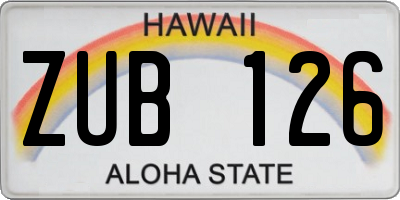 HI license plate ZUB126