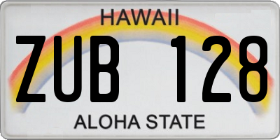 HI license plate ZUB128