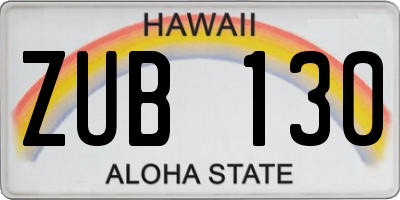 HI license plate ZUB130