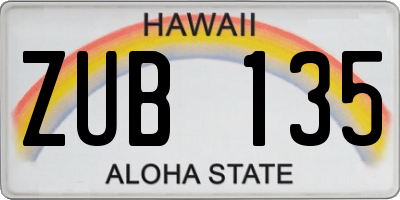 HI license plate ZUB135