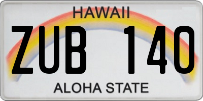 HI license plate ZUB140