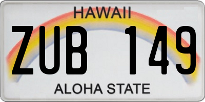 HI license plate ZUB149
