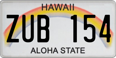 HI license plate ZUB154