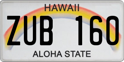 HI license plate ZUB160