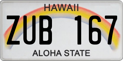 HI license plate ZUB167