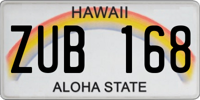 HI license plate ZUB168