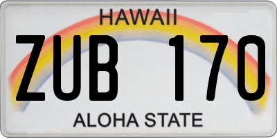 HI license plate ZUB170