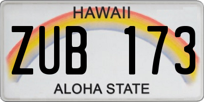 HI license plate ZUB173