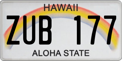 HI license plate ZUB177