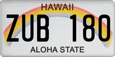 HI license plate ZUB180