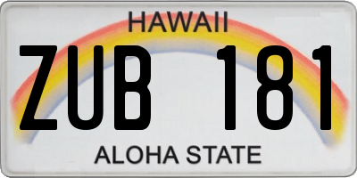 HI license plate ZUB181