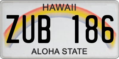 HI license plate ZUB186
