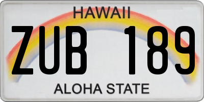 HI license plate ZUB189