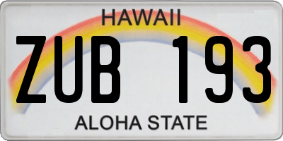 HI license plate ZUB193