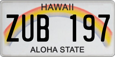 HI license plate ZUB197