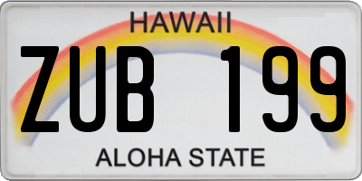 HI license plate ZUB199