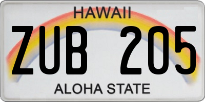 HI license plate ZUB205