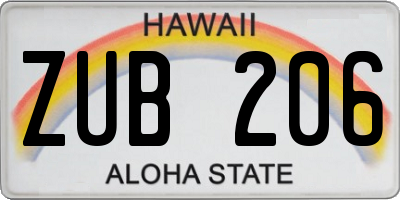 HI license plate ZUB206