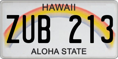 HI license plate ZUB213