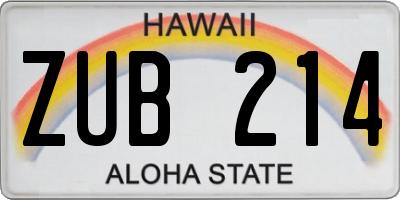 HI license plate ZUB214