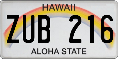 HI license plate ZUB216
