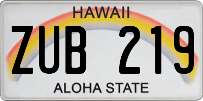 HI license plate ZUB219