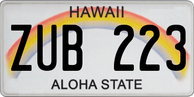 HI license plate ZUB223