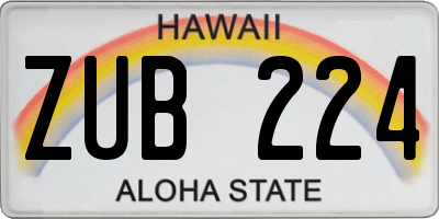 HI license plate ZUB224
