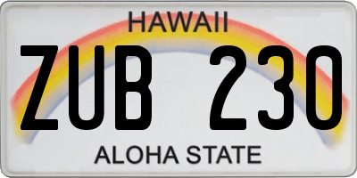 HI license plate ZUB230
