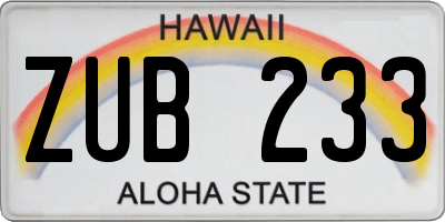HI license plate ZUB233