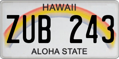 HI license plate ZUB243