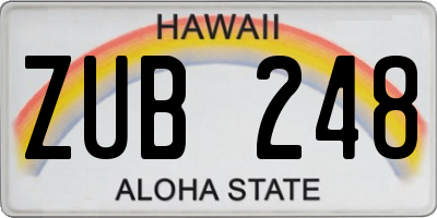 HI license plate ZUB248