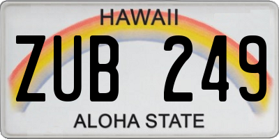 HI license plate ZUB249