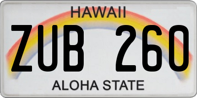 HI license plate ZUB260