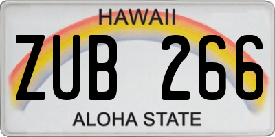HI license plate ZUB266