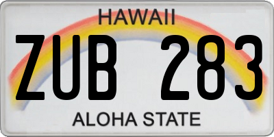 HI license plate ZUB283