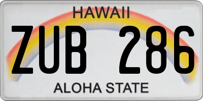 HI license plate ZUB286