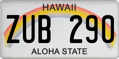 HI license plate ZUB290